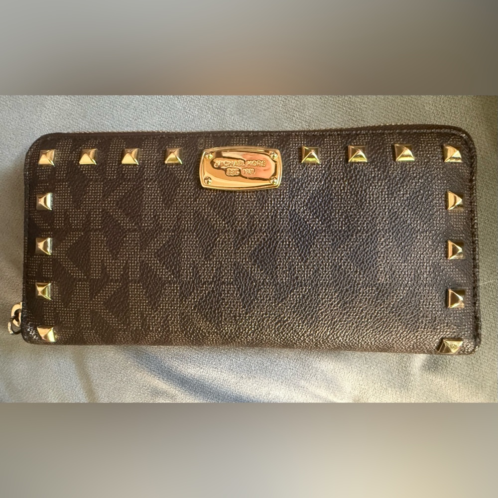 Michael Kors Brown and Gold Studded Wallet